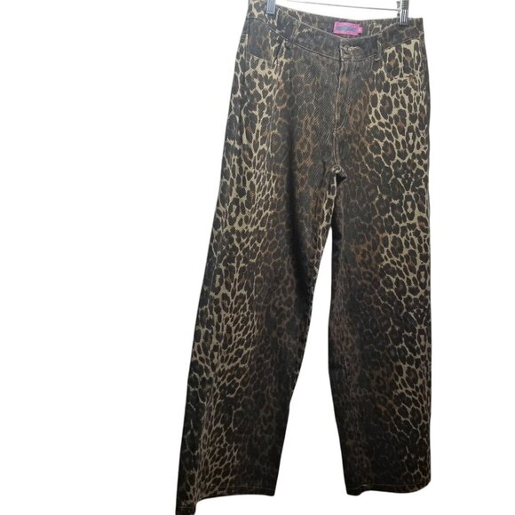 Edikted Women's Leopard Wide Leg Pants Sz M - Picture 1 of 6